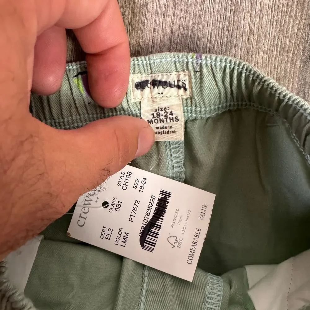 Crewcuts J.Crew Chino Dock Short Baby Boys 18-24M Light Mint Sailboat Drawstring
